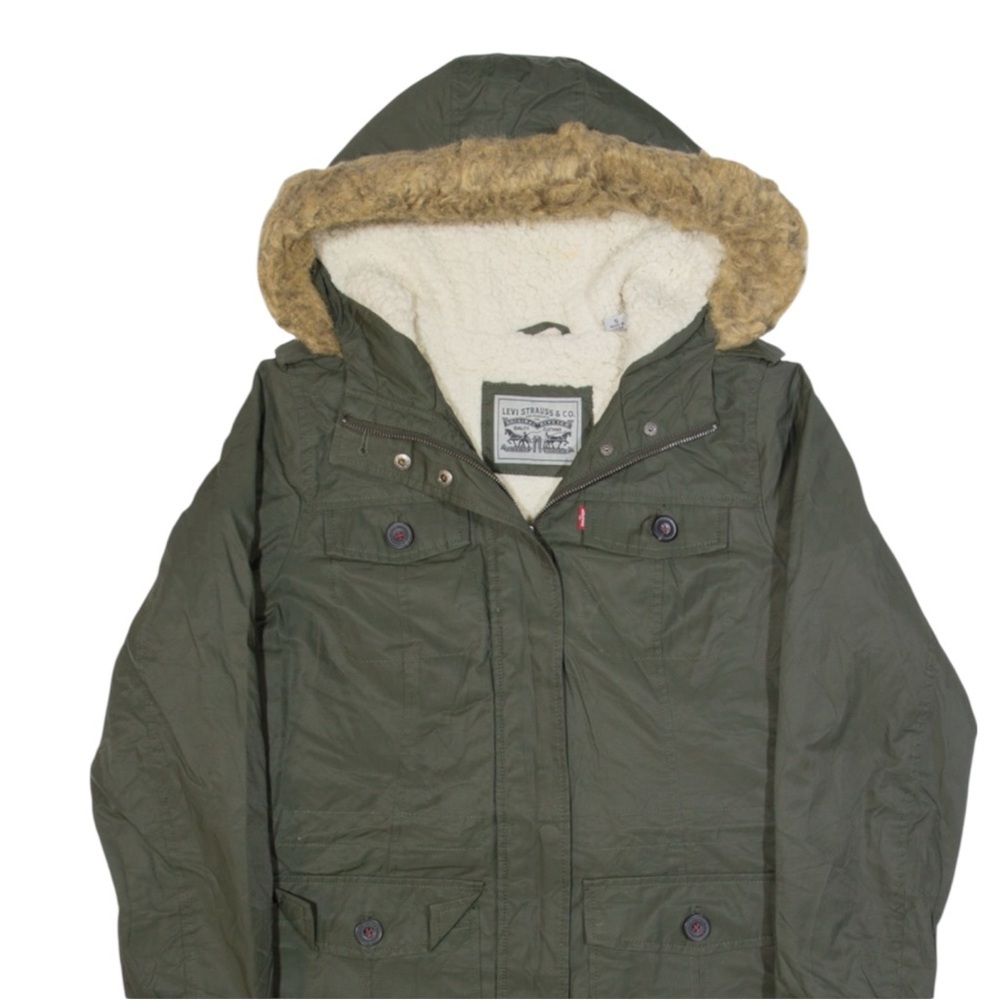LEVI’s Hooded Parka w/ Faux Fur Trim in Olive Green Size Small — SUPER WARM!!! - Picture 5 of 15